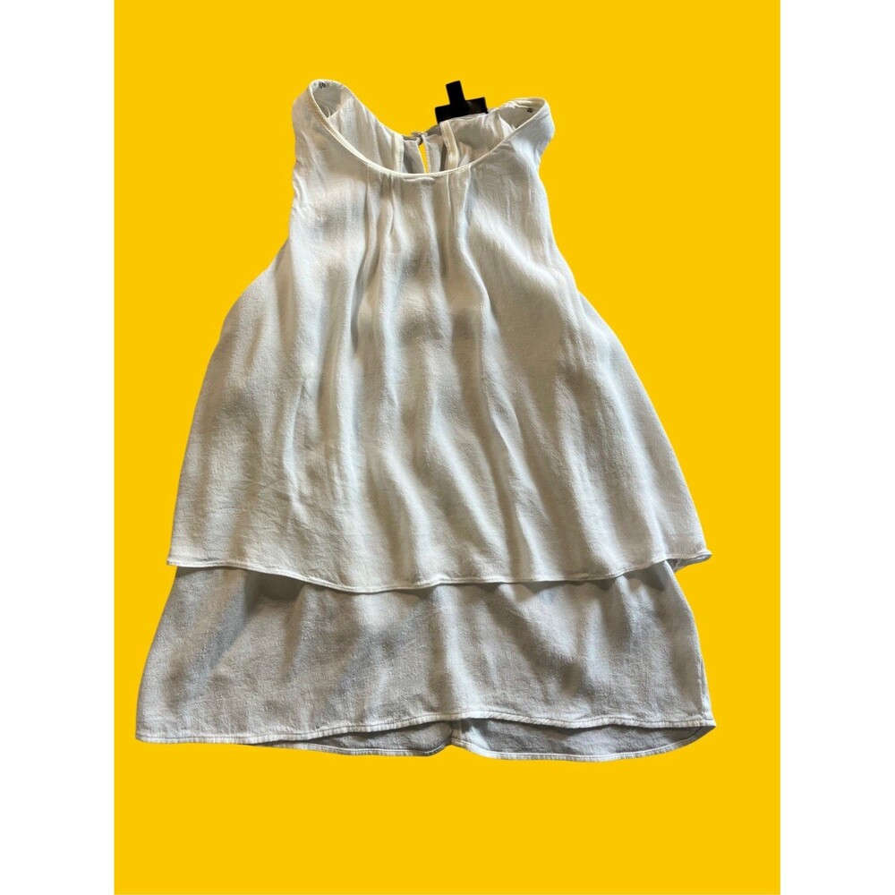 J. Crew Women's Size 6 Cream Tiered Crepe Sleeveless Tank Top Blouse